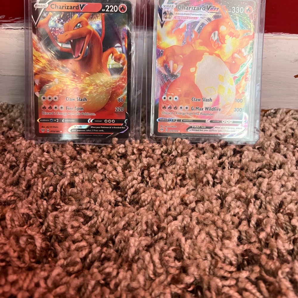 Pokemon Charizard V and VMAX Cards - Red and Orange